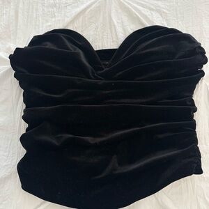 Elegant Black Velvet Strapless Top